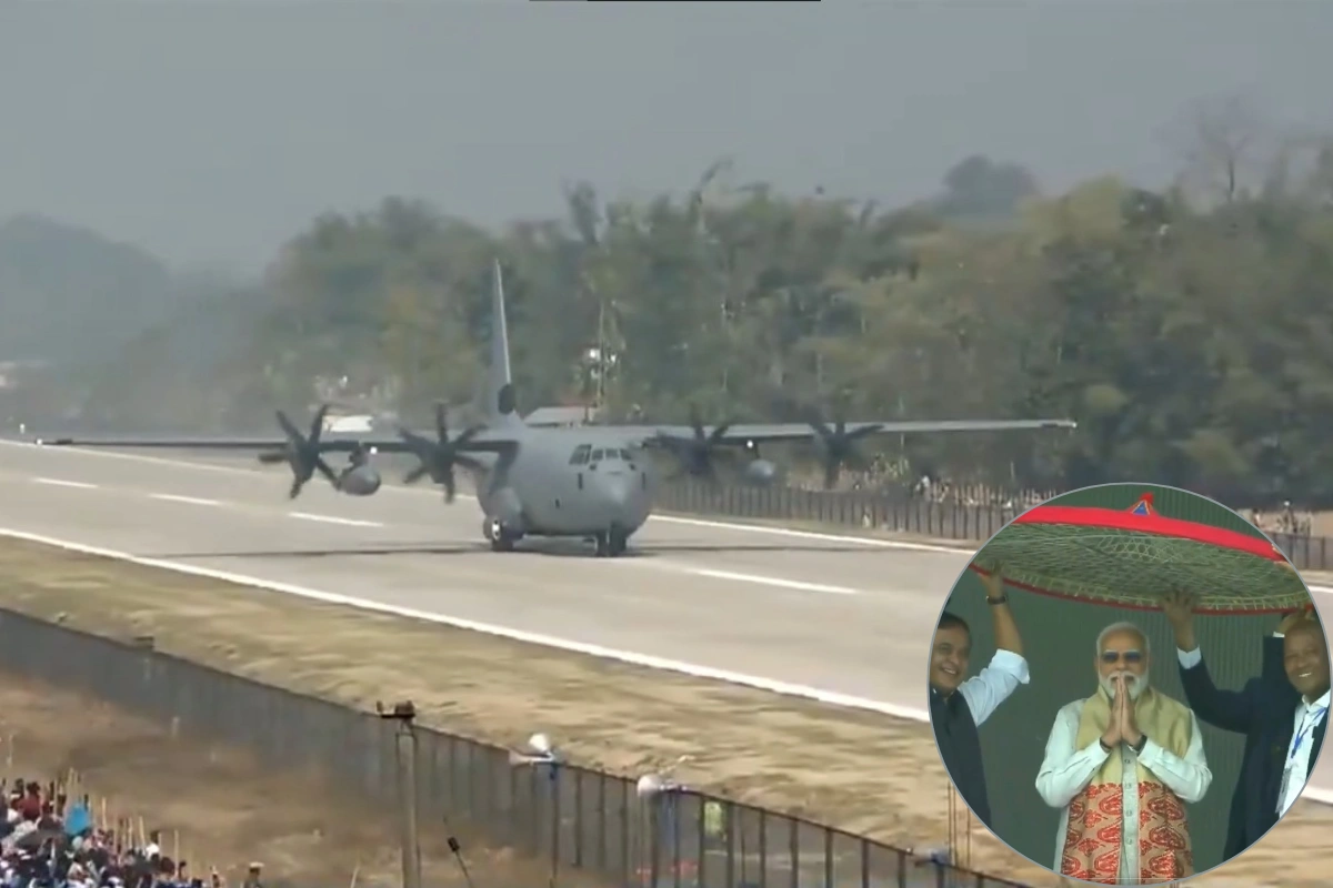 Historic: PM Modi Lands at Northeast’s First Highway Airstrip in Moran