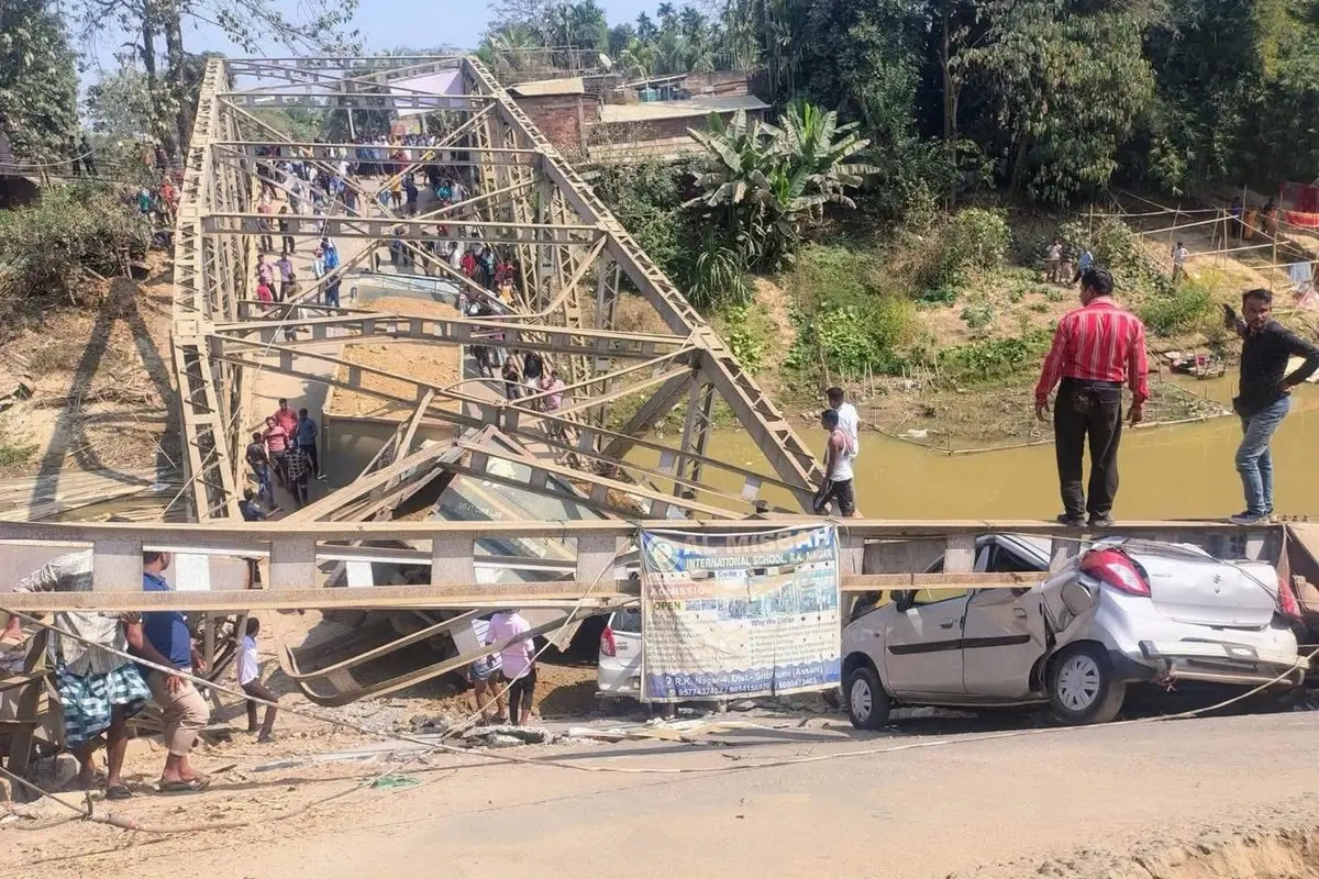 Breaking: Singla River Bridge Collapses in Assam — Vehicles Stranded