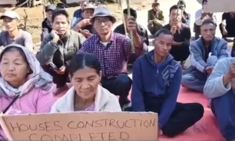 Kamjong Tribal Villagers Protest PMAY-G Housing Funding Delays