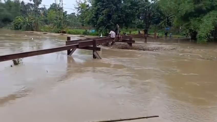 Bridge Swept Away by Singla River, South Ramkrishnanagar Isolated