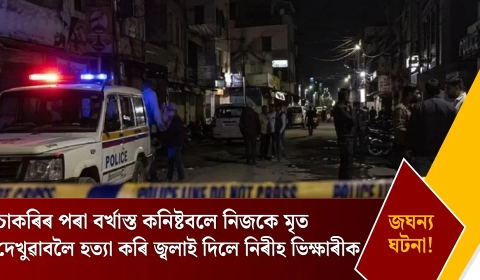 চাঞ্চল্যকৰ: বৰ্খাস্ত কনিষ্টবলে নিৰীহ ভিক্ষাৰীক হত্যা কৰি জ্বলাই নিজৰ মৃত্যু সাজিলে