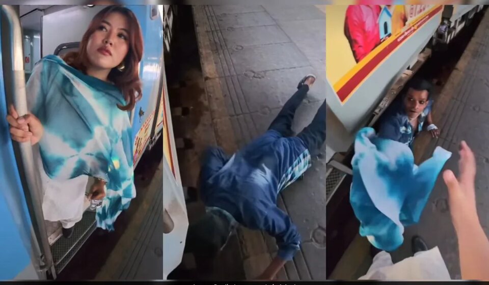 Indian Man Jumps on Tracks to Retrieve Indonesian Woman's Dupatta