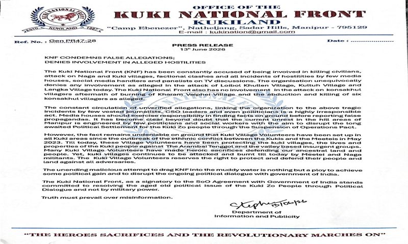 Manipur Violence: KNF Denies Role, Calls Allegations Baseless