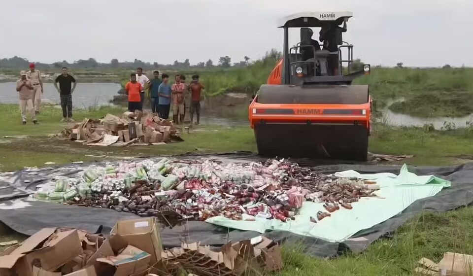 Majuli Police Destroy 1,475 Litres of Illicit Liquor Seized in Raids