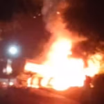 Oil Tanker Blazes After Head-On Crash with LPG on NH-37, Assam