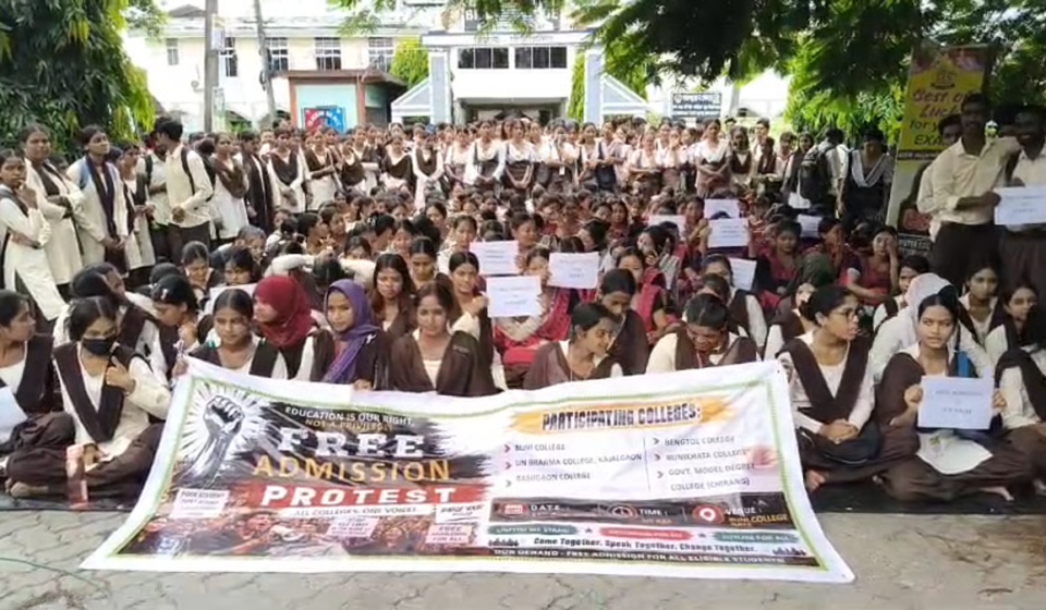 Assam Students Stage Urgent Protest Outside Bijni College Over Fee Hike