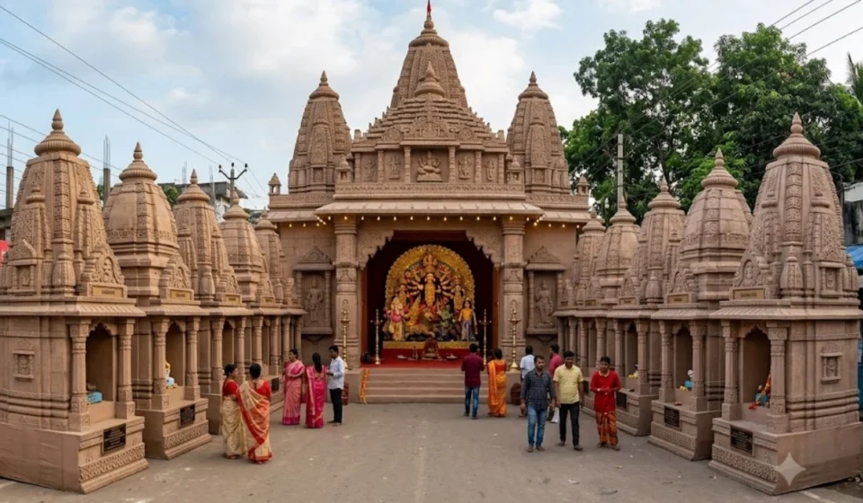Dwadash Jyotirlinga Theme Lights Up Pandu Durga Puja in Guwahati