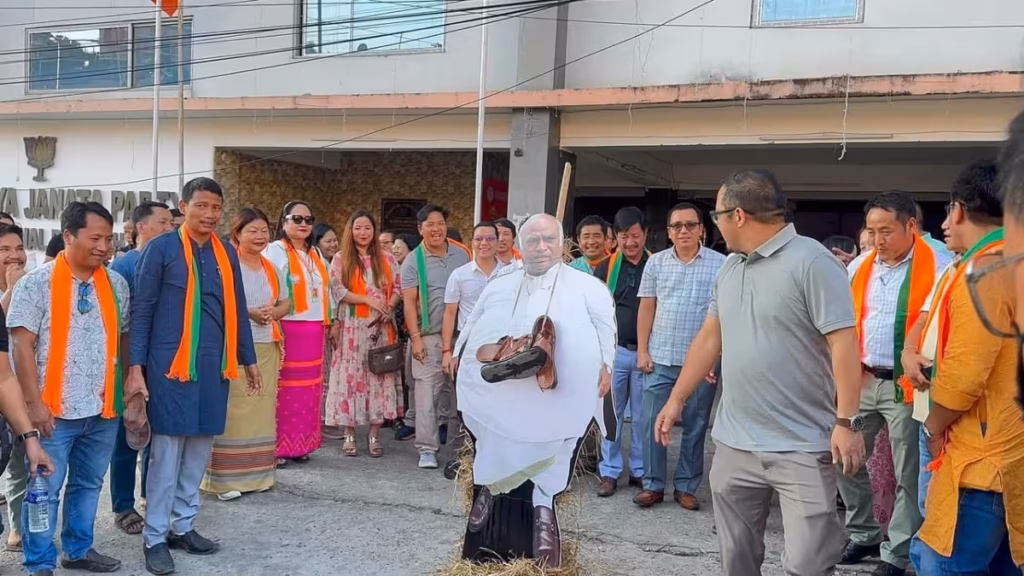 Arunachal BJP Burns Kharge's Effigy Over 'Baap' Remark on PM Modi